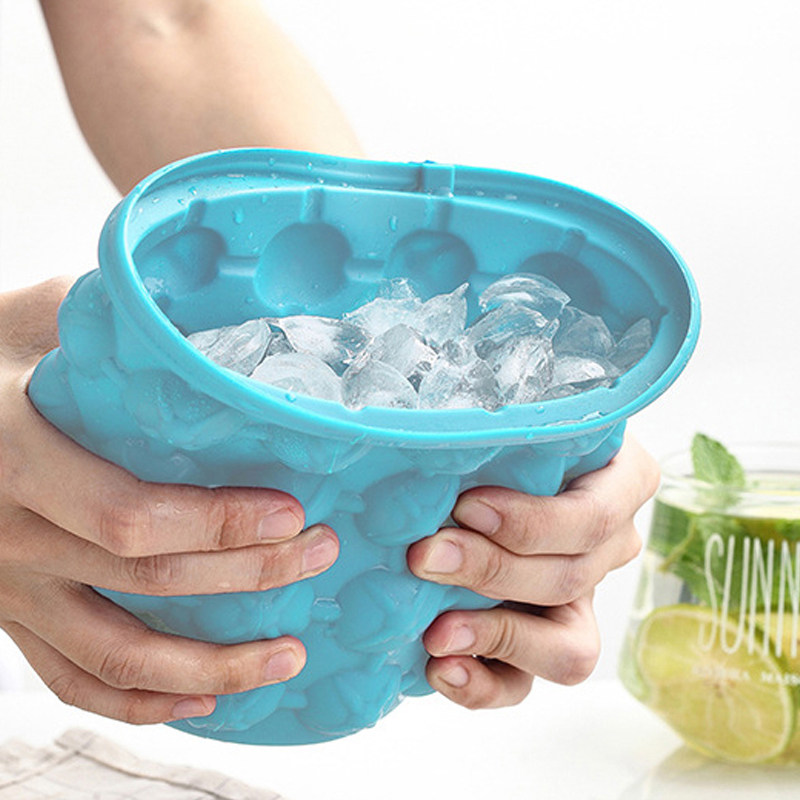 New Arrive Summer Portable Siliconbe Ice Cube Maker Bucket Silicone Ice Cube Bucket with lid